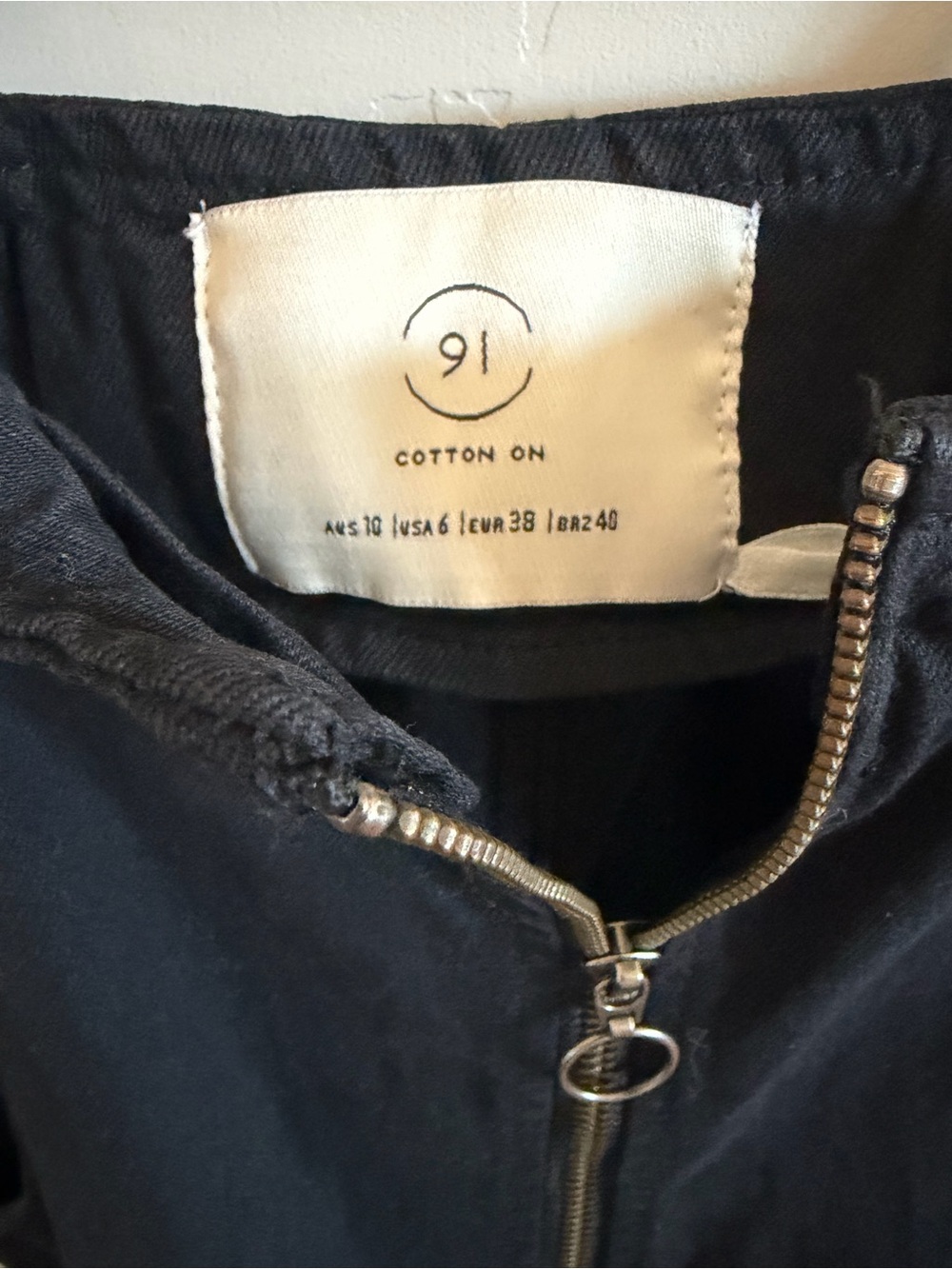 Cotton On Black Zip-Up 100% Cotton Dress with Ring Pull Zipper Detail - Picture 7 of 8